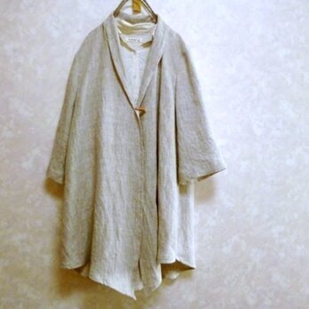【ご注文受付】リネン100 ゆったりロングカーディガン 春夏 羽織 変形裾の画像