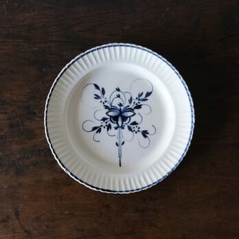 フェリエールラプティット レリーフ皿 平皿 デザート皿 青絵 φ19.4cm フランス アンティーク 0501598の画像