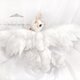 エンジェルシープキャット ホワイトウィングキャット 白猫 首輪 ドレス 羽 ねこじゃらし 羊毛フェルト アートドールの画像